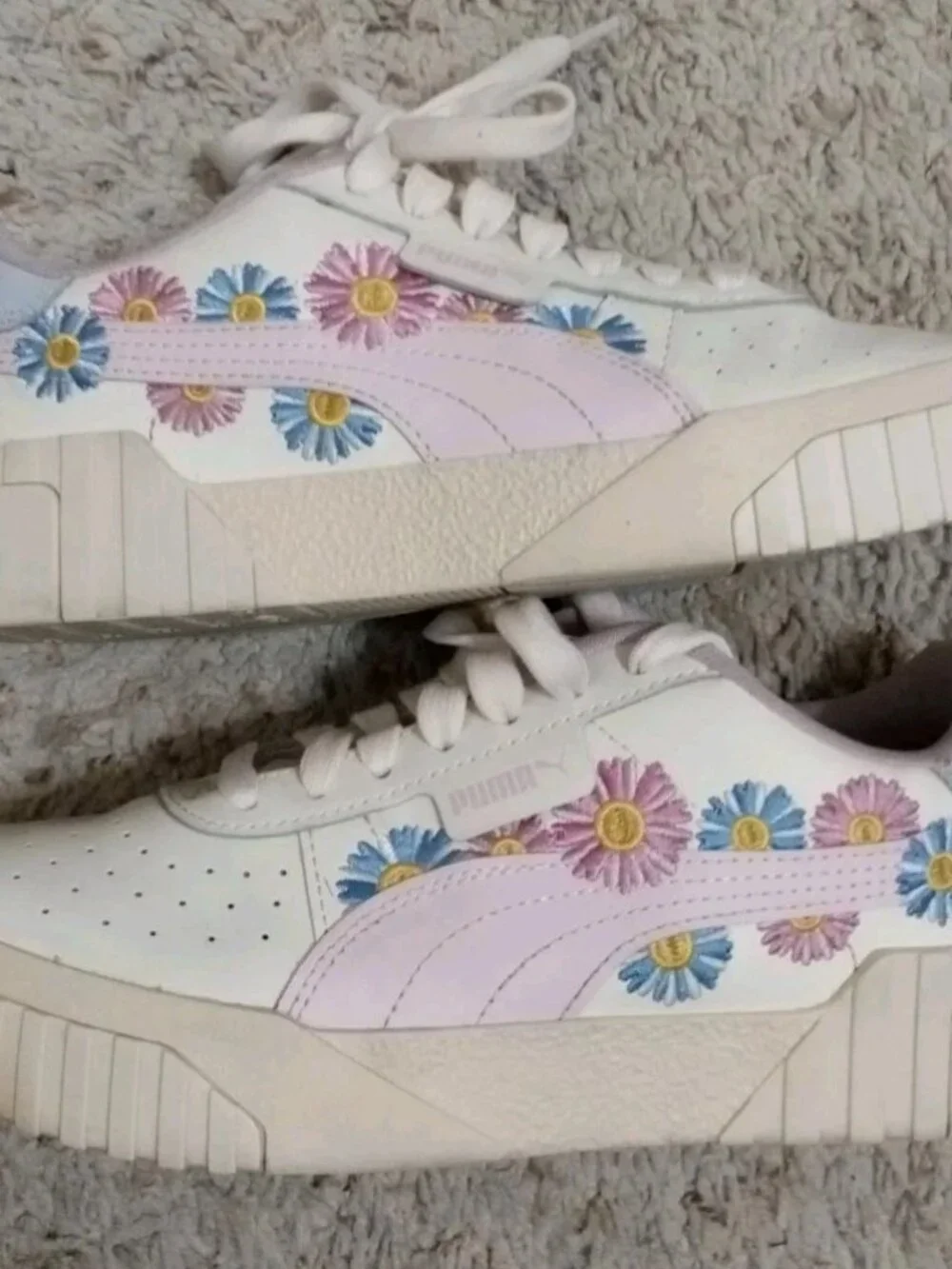 PUMA Cali Embroidered Lace Up Women's 7 White Sneakers Shoes 394910-01